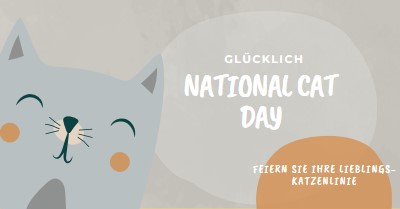 Happy National Cat Day gray organic-simple