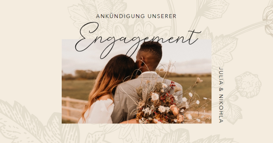 Ankündigung des Engagements white vintage-botanical