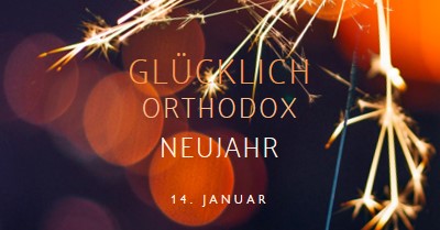 Frohes orthodoxes Neues Jahr black modern-simple
