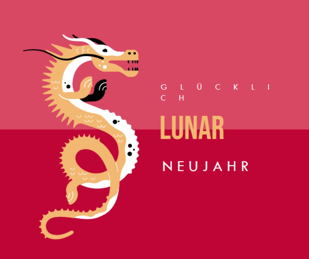 Jahr des Drachen red modern-bold