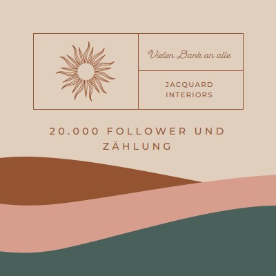 20.000 Follower und Zählung pink organic-boho