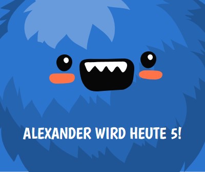 Kleines Monster wird fünf blue whimsical-color-block