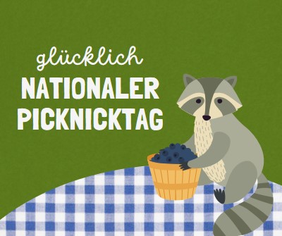 Happy National Picnic Day green whimsical-color-block