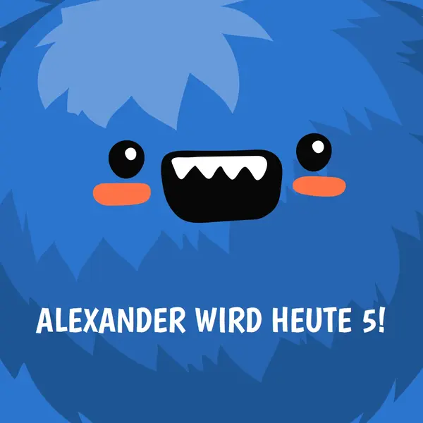 Kleines Monster wird fünf blue whimsical-color-block