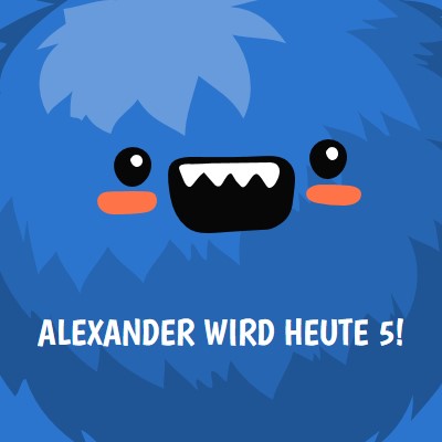 Kleines Monster wird fünf blue whimsical-color-block