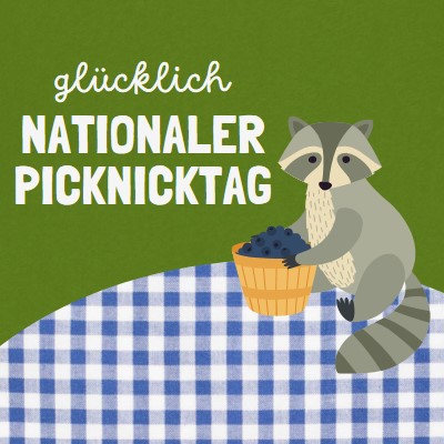 Happy National Picnic Day green whimsical-color-block