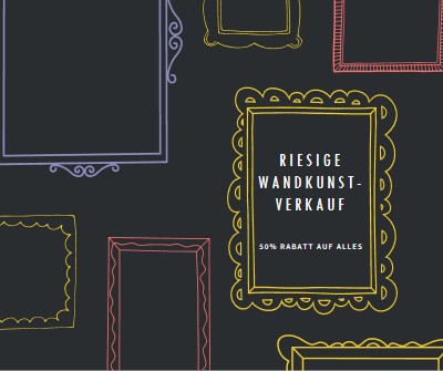 Riesiger Wandkunstverkauf black whimsical-line