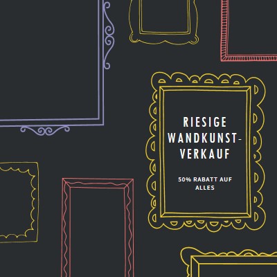 Riesiger Wandkunstverkauf black whimsical-line