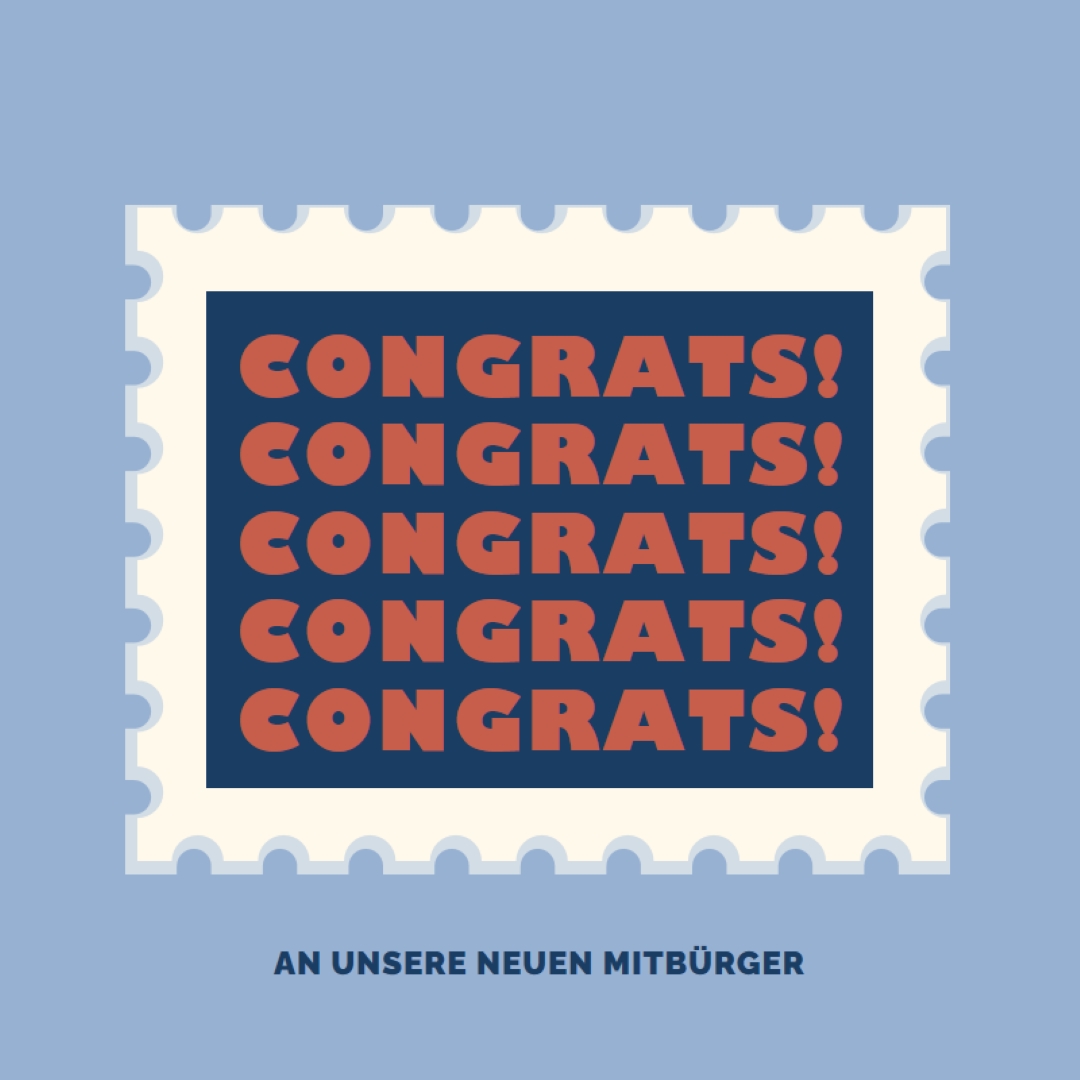 Herzlichen Glückwunsch an unsere neuen Mitbürger blue modern-simple