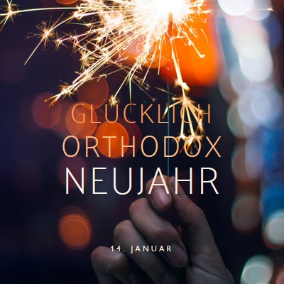 Frohes orthodoxes Neues Jahr black modern-simple