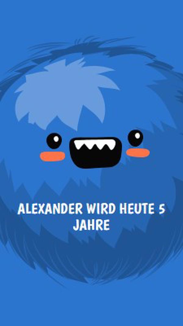 Kleines Monster wird fünf blue whimsical-color-block