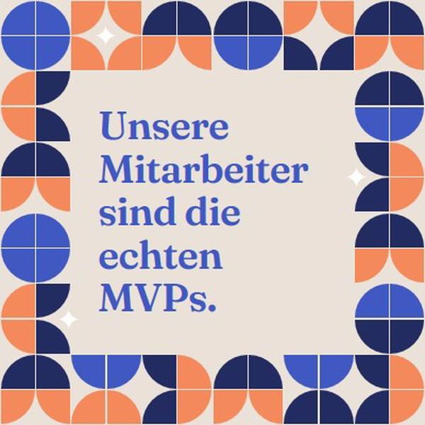 Mitarbeiter danke Karte blue simple,retro,frame,shapes,fun,geometric