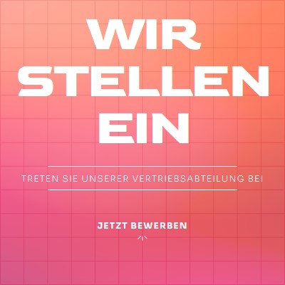 Wir stellen ein - kommen Sie zu uns! pink simple,bold,gradient,grid,minimal,bright