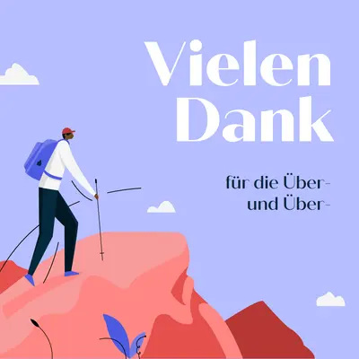 Vielen Dank Karte an Mitarbeiter blue simple,inspiring,mountain,graphic,illustration,bold