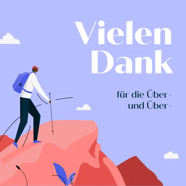 Vielen Dank Karte an Mitarbeiter blue simple,inspiring,mountain,graphic,illustration,bold
