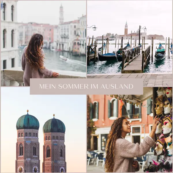 Mein Sommer im Ausland brown simple,grid,collage