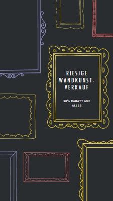 Riesiger Wandkunstverkauf black whimsical-line