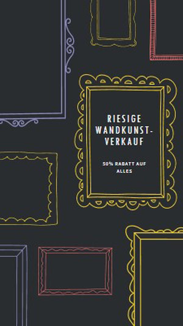 Riesiger Wandkunstverkauf black whimsical-line