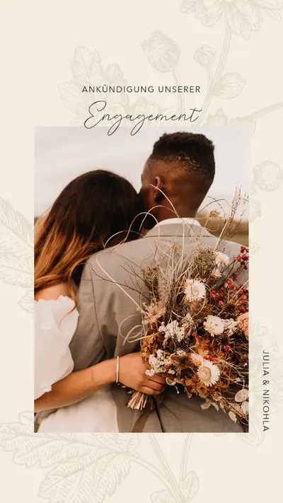 Ankündigung des Engagements white vintage-botanical