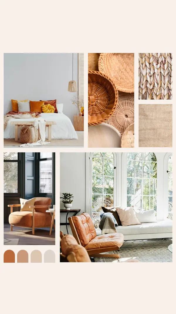 Innenarchitekturideen brown photographic,boho,collage,rustic,geometric,palette