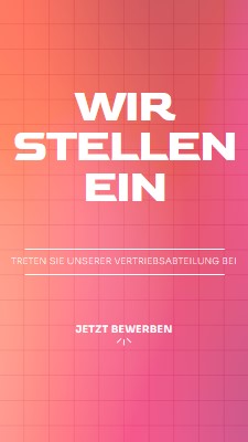 Wir stellen ein - kommen Sie zu uns! pink simple,bold,gradient,grid,minimal,bright