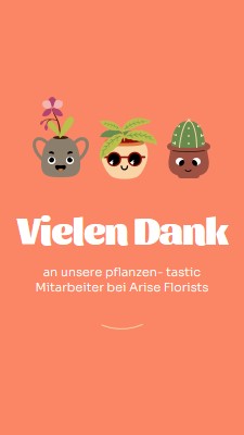 Dankeskarte für die Mitarbeiter orange bright,simple,plants,cute,fun,graphic