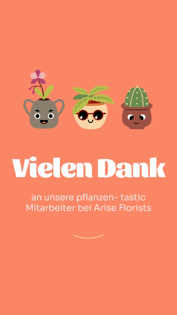 Vielen Dank Karte für die Mitarbeiter orange bright,simple,plants,cute,fun,graphic