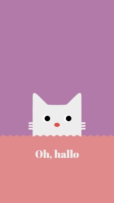 Oh, hallo red cute,simple,cat,neutral,bright,fun