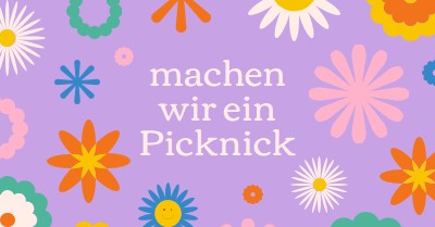 Lassen Sie uns ein Picknick machen purple retro,playful,graphic,floral,bright