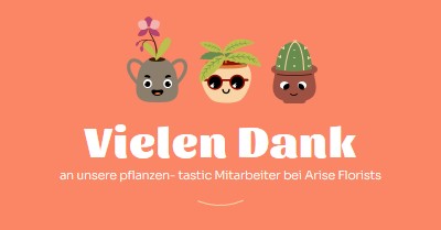 Dankeskarte für die Mitarbeiter orange bright,simple,plants,cute,fun,graphic