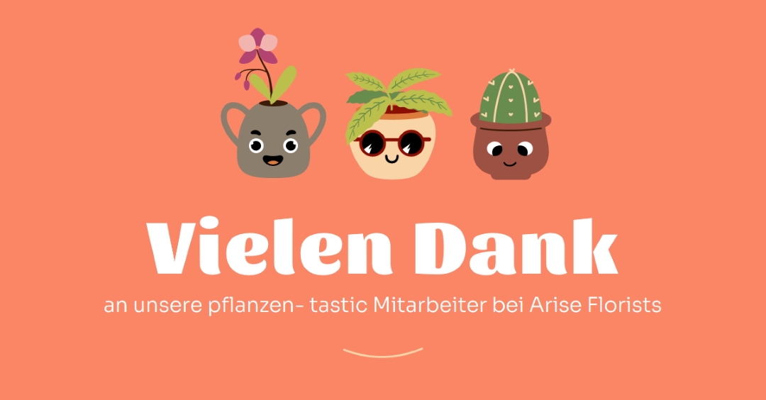 Vielen Dank Karte für die Mitarbeiter orange bright,simple,plants,cute,fun,graphic