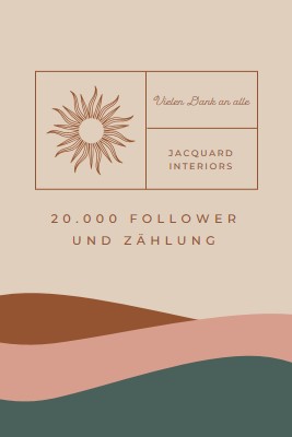 20.000 Follower und Zählung pink organic-boho