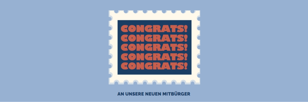Herzlichen Glückwunsch an unsere neuen Mitbürger blue modern-simple