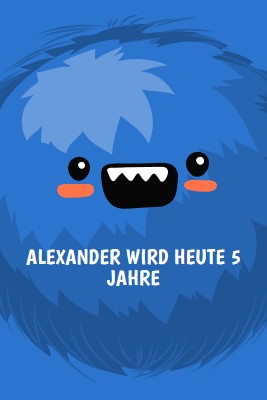 Kleines Monster wird fünf blue whimsical-color-block