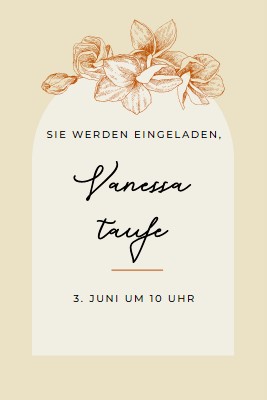 Taufe einladen yellow vintage-botanical