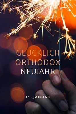 Frohes orthodoxes Neues Jahr black modern-simple