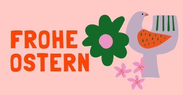 Frohe Ostern pink whimsical-color-block