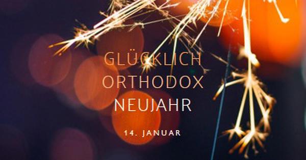 Frohes orthodoxes Neues Jahr black modern-simple