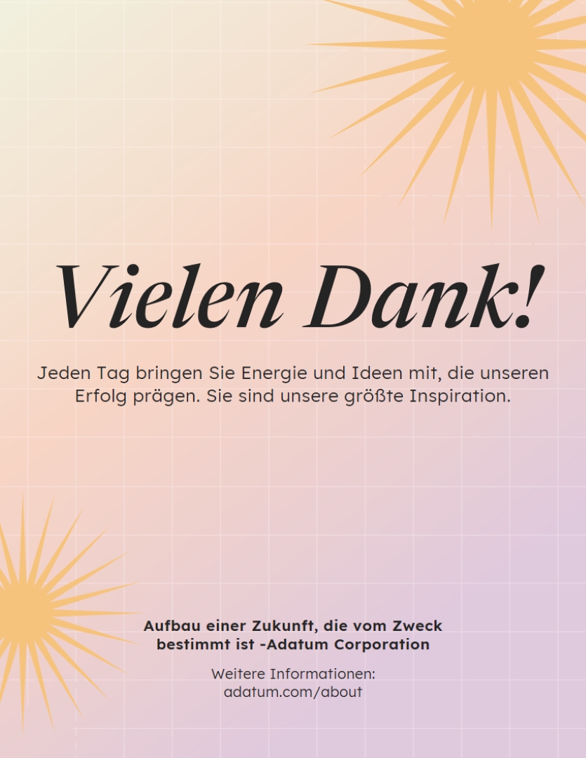 Moderner Retro-Dankesflyer pink modern,gradient,grid,star-burst