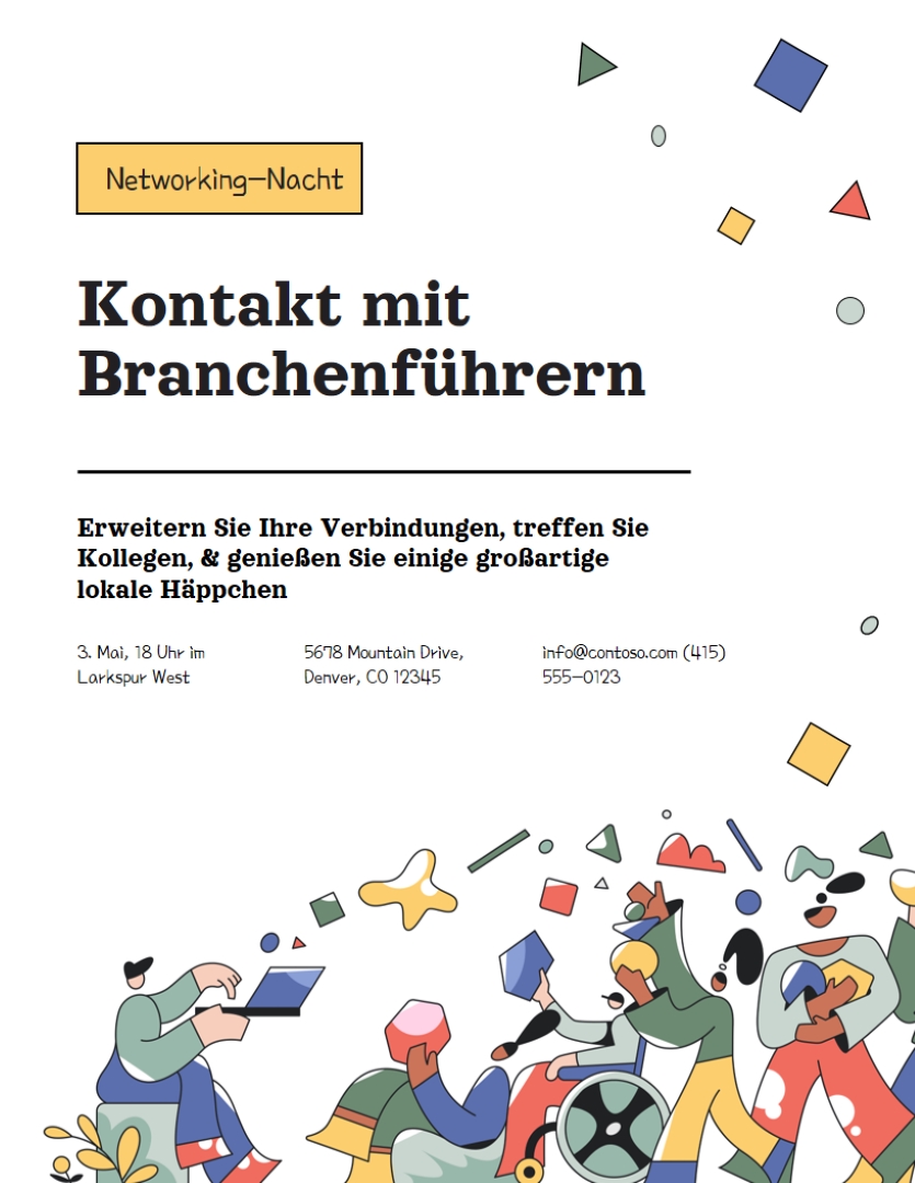 Mutiger, moderner Networking-Flyer white simple,playful,illustrative,confetti,shapes,flat-graphic