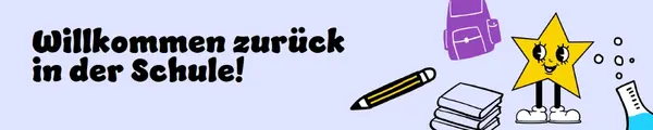 Banner "Zurück zur Schule" purple doodle,retro,fun