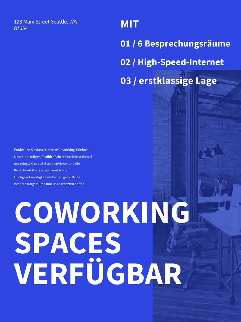 Einfaches modernes Immobilienposter blue simple,monochromatic,asymmetric