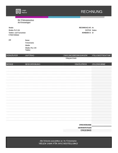 Dienstleistungsrechnung (blauer Farbverlauf) modern-simple