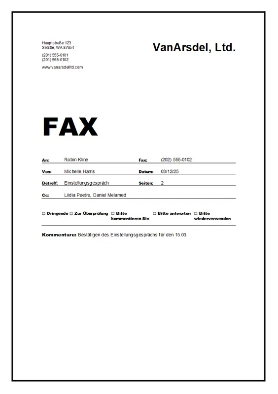 Faxdeckblatt modern simple