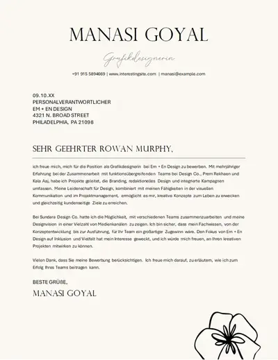 Elegantes Grafikdesign für Anschreiben