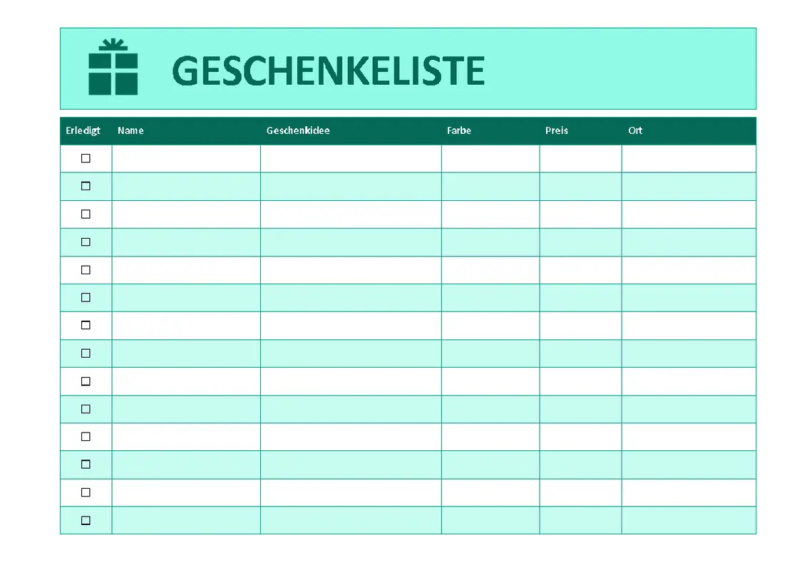 Checkliste für Geschenkeinkäufe modern simple