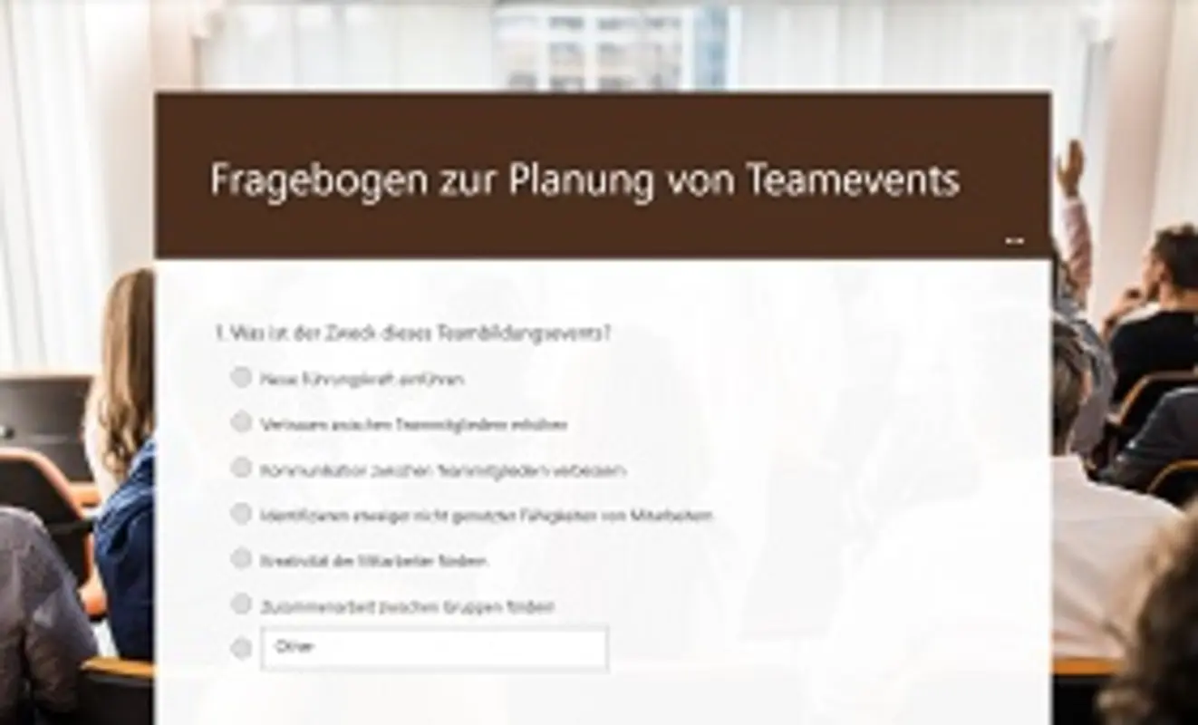 Fragebogen zur Planung von Teamevents brown