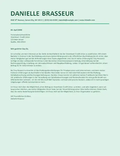 Stilvolles für Bewerbermanagementsysteme optimiertes Anschreiben für die Buchhaltung