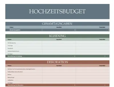 Hochzeitsbudget-Planer modern simple
