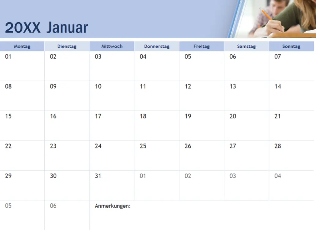 Akademischer Kalender mit Fotos blue modern-simple